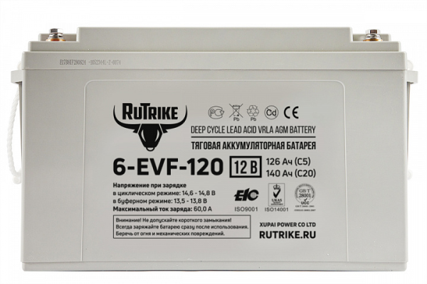 Тяговый аккумулятор RuTrike 6-EVF-120 (12V120A/H C3)