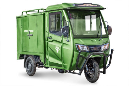 Грузовой электротрицикл Rutrike КАРГО Кабина Дуал зеленый